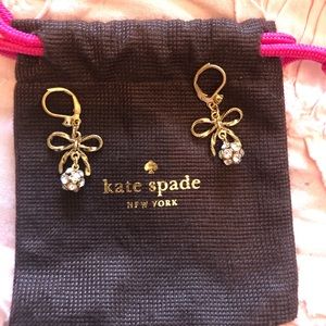 Kate Spade bow earrings with rhinestone ornament